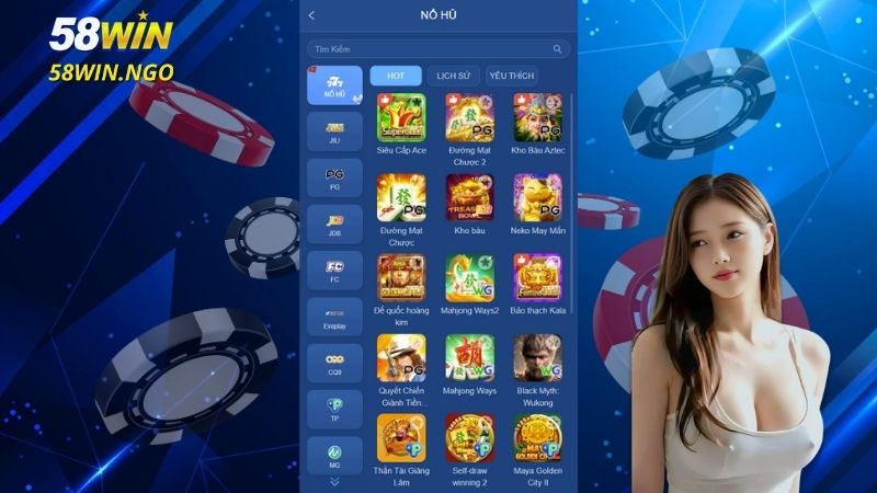 Giao diện các game nổ hũ